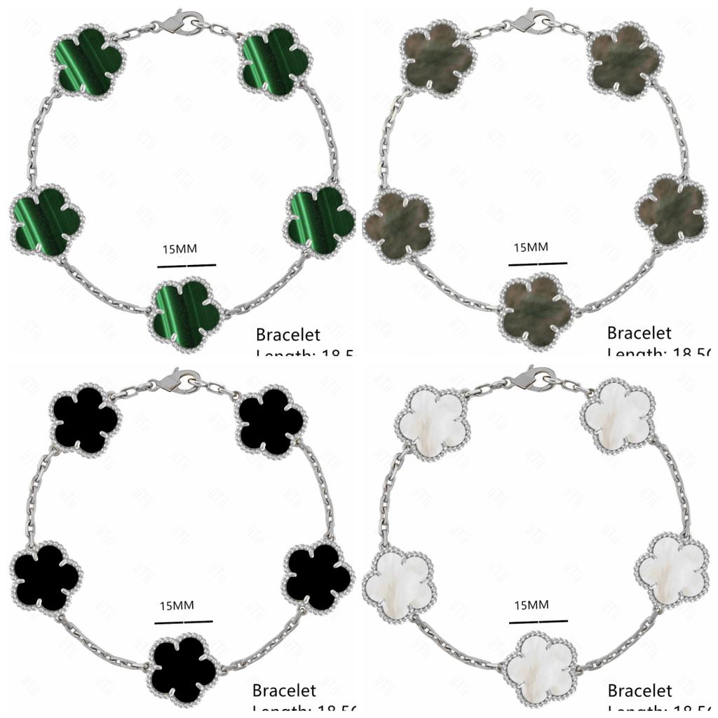 High-quality Fashion Brand Gold Silver Lucky Flower Clover Mother-of-pearl Bracelet Women's Natural Gem Hot Sale
