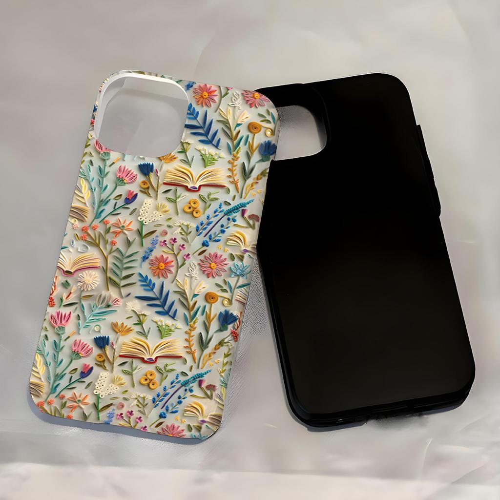 Чехол для iPhone 16 Pro Max и iPhone 15/11 с 3D цветочной вышивкой и защитой из двухслойной пленки