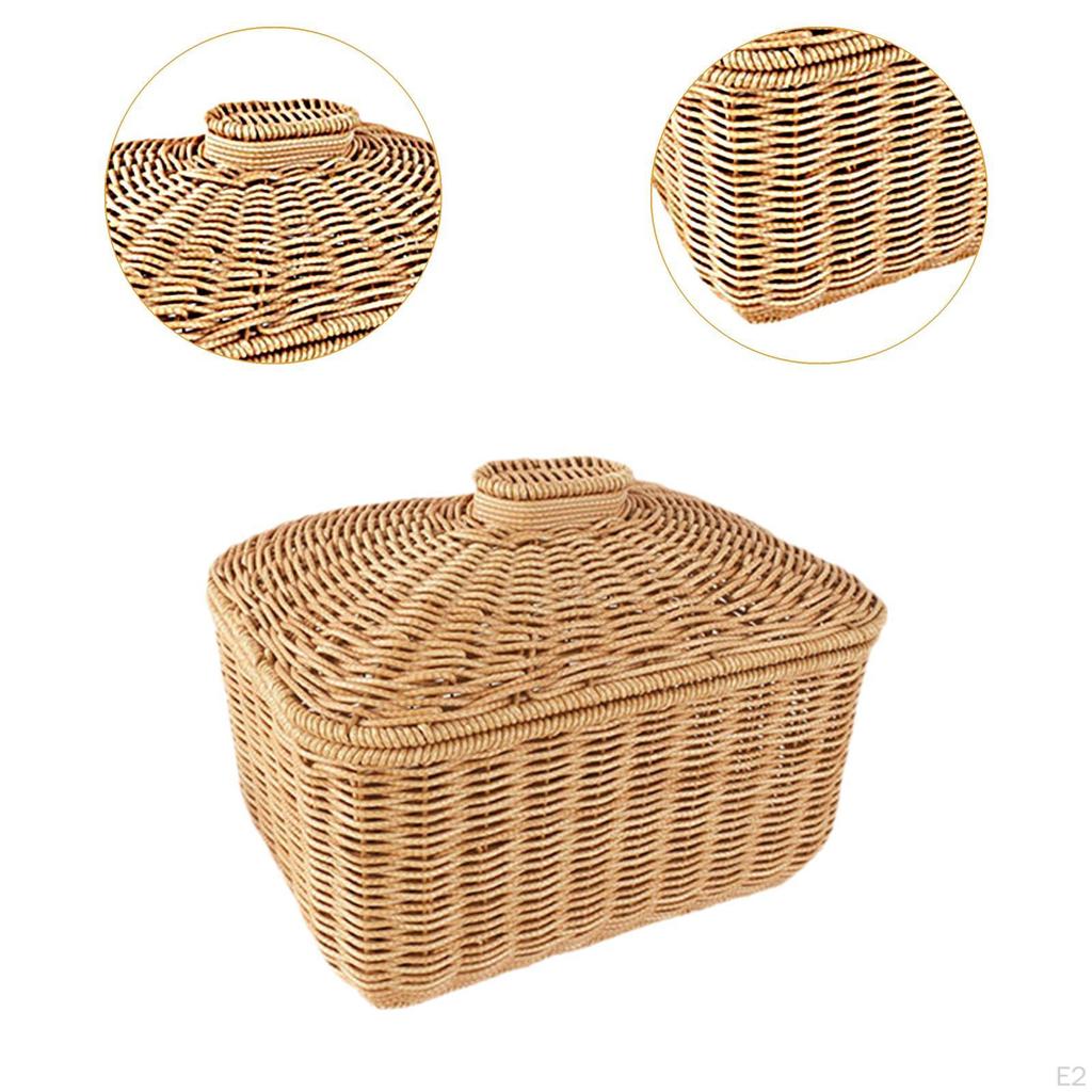 Imitation Rattan Storage Basket ,Woven Container ,Organizer, Handwoven Tray, for Entryway