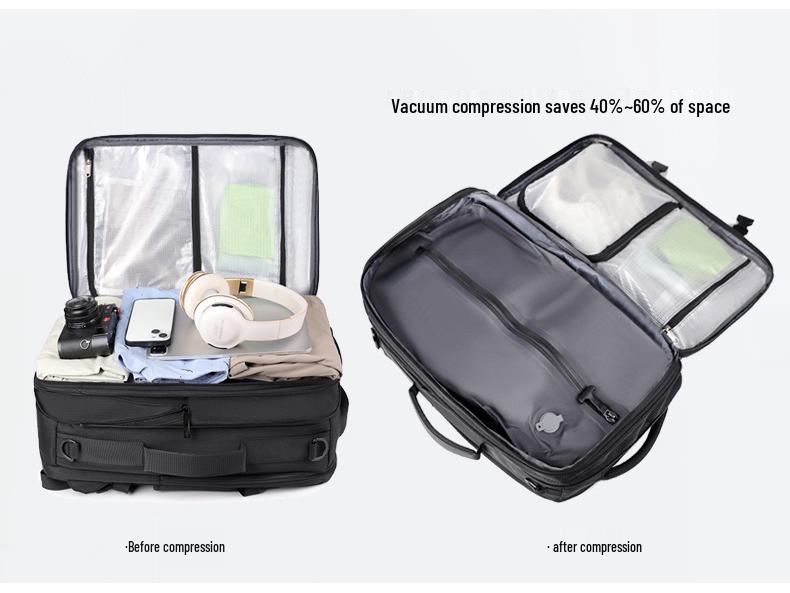 Multifunctional Travel Laptop Backpack, Expandable Vacuum Compressible Carry-On, Single Shoulder Bag for Men and Women