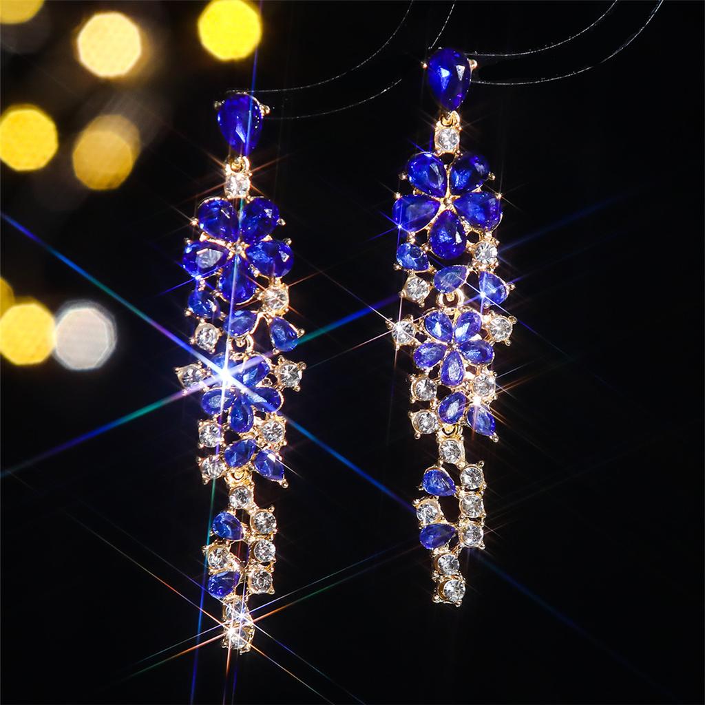 Модные длинные серьги с кристаллами, роскошные женские серьги высокого качества, 1 пара