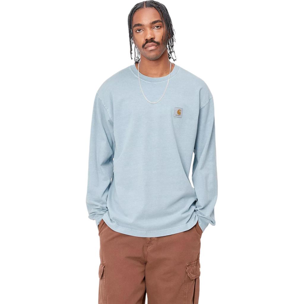 Carhartt WIP Футболка L/S Vista FW24 Свободный крой Квадратная этикетка Круглый вырез Длинный рукав Мужские Топы Светло-синий I030779-2BS-GD