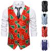 Mens Vintage Christmas Waistcoat Slim Xmas Party Festive Fancy Vest Jacket Coats