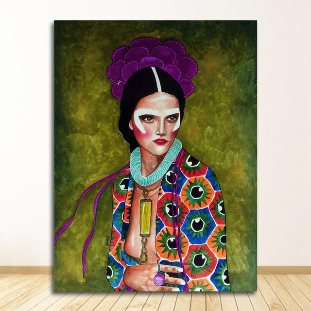 Настенные панно Cuadros для гостиной, винтажные без рамы, абстрактные красочные девушки, настенная живопись на холсте, плакат на скандинавскую тему, цветочные волосы