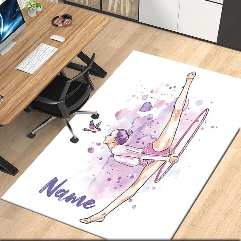 Custom Name gymnastics Printed Carpet, for Office Chair Living Room Bedroom Kitchen Room Decor Gifts.
