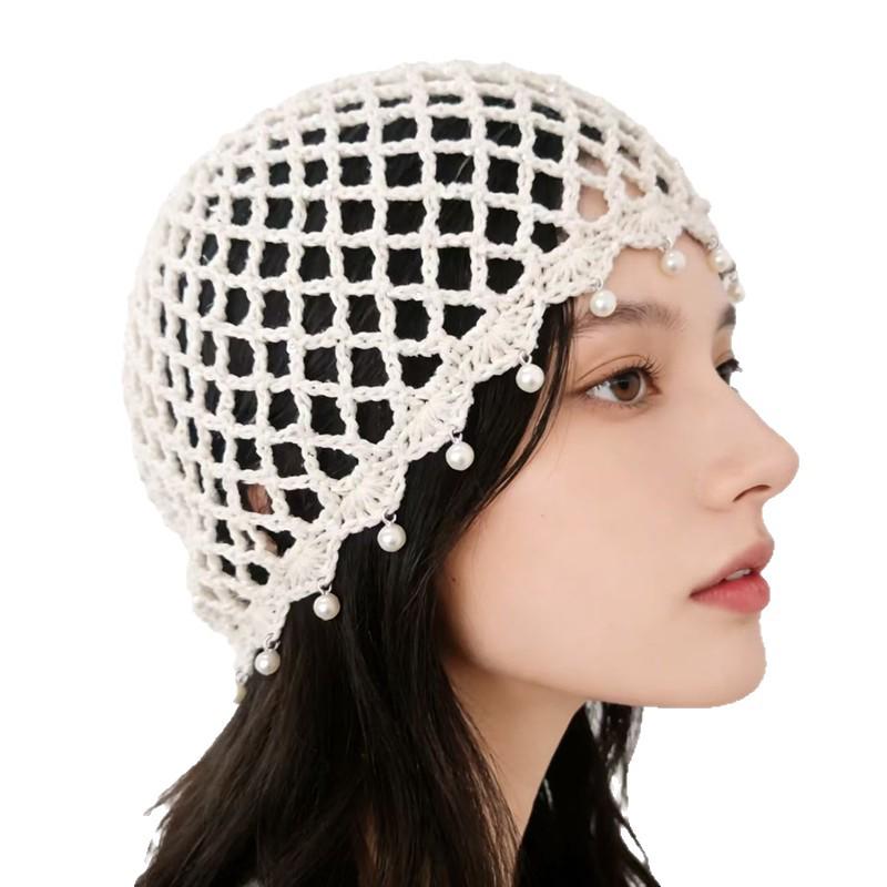 Bohemian Style Handwoven Hollow Bead Women's Knit Pullover Hat