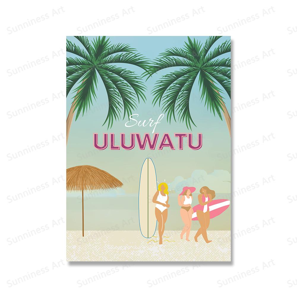 Vintage Travel Bali Beach Bahrain Surf Sunshine Coast Wall Art Canvas Painting Posters For Living Room Wall Decor Print Pictures