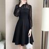 Spring Summer Black Lace Patchwork A-line Robe Femme Long Sleeve Vintage Elegant Fashion Oversized Dress Women Casual Vestido
