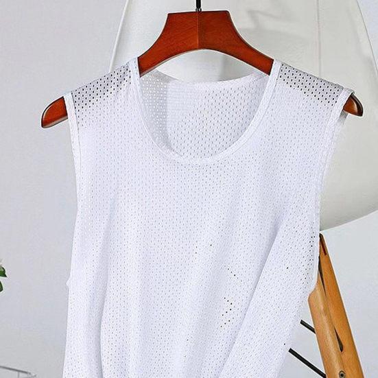 Мужской жилет, легкий, быстросохнущий, дышащий, сетчатый, однотонный, с круглым вырезом, без рукавов, повседневный, майка для тренировок и фитнеса