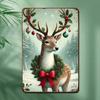 Винтажная металлическая жестяная табличка с оленем 8x12 дюймов - Праздничный настенный декор для дома, бара, кафе, гаража