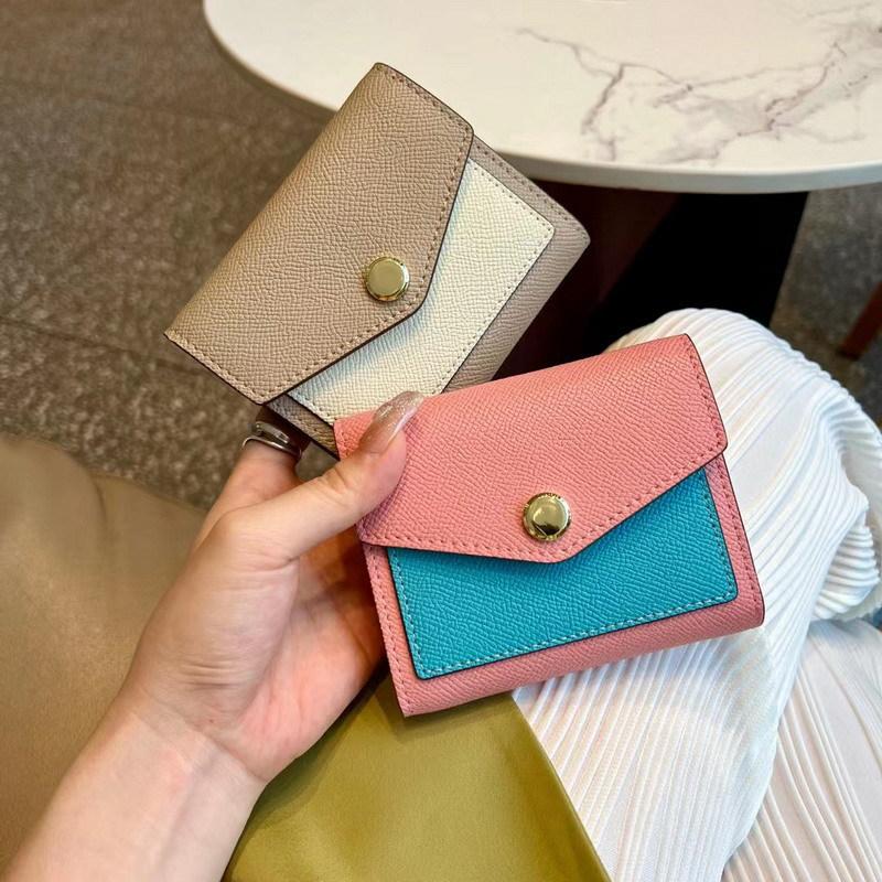 Новый короткий кошелек из коровьей кожи с рисунком пальмы, цветной блок, тройной сгиб, кошелек из натуральной кожи, цветной кожаный зажим, цветная блокирующая сумка для карт