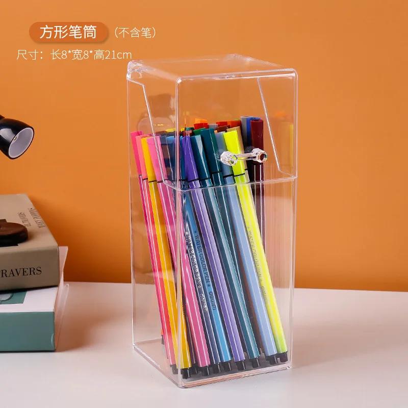 Multi-function Desktop Organiser Stationery Storage Box Makeup Organizer Office Pen Holder Brush See Through Acrylic Shelf