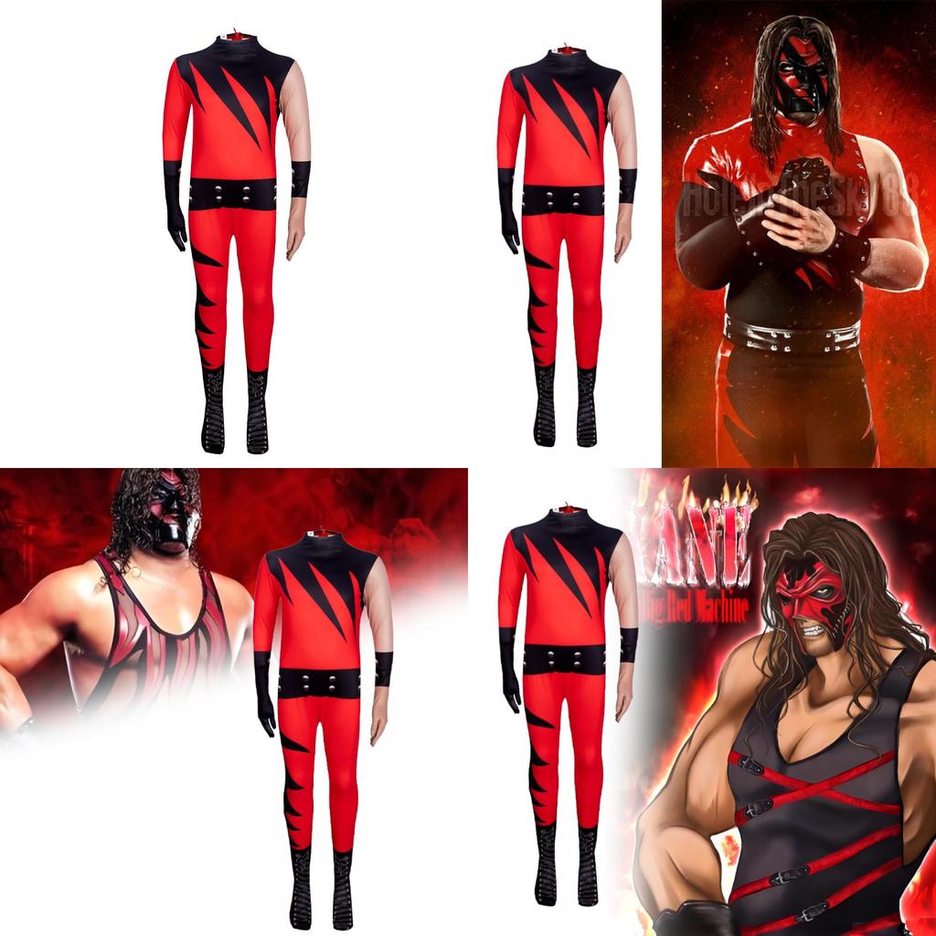 Wwe Wrestler Kane Zentai Suit With Headgear For Kids Cosplay Events