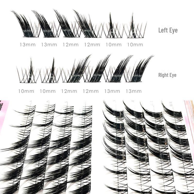Накладные ресницы Silk Fox Eye: Черный стебель, наклонный дизайн, толстая одиночная гроздь, самопривитый сорт.