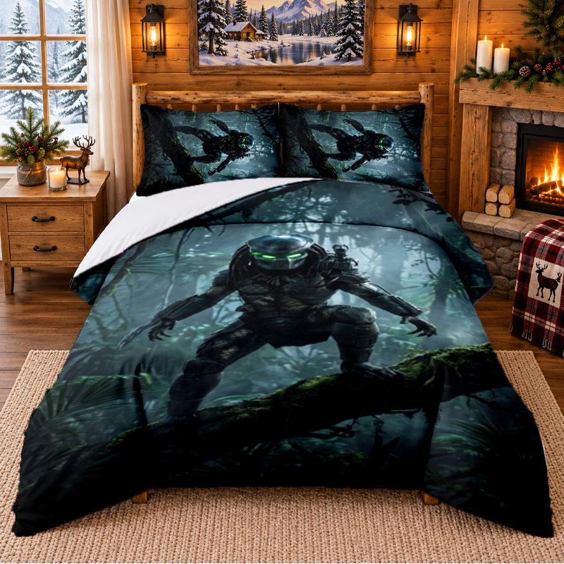 Predator Pattern Bedding 3Pcs Set Bed Sheet And Pillowcases For Indoor Bedroom