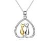 925 Sterling Silver Love Hollow Pendant Accessory Micro Inlaid Kitten Animal Collar Bone Necklace Jewelry