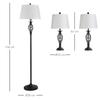3-Piece Lamp Set 2 Table Lamps(diameter 38 x 158H cm) + 1 Floor Lamp(diameter 30 x 62H cm) with Foot Switch Reading Lamp for Living Room
