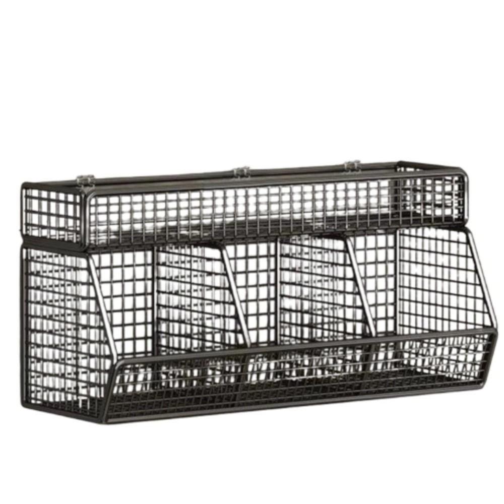 Двухъярусная подвесная корзина для фруктов, настенная, проволочная корзина для хранения лука, домашний органайзер