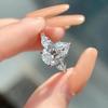 Pear-Shaped Moissanite & Zircon Three-Stone Open Wedding Ring for Women