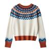 Women's Retro Fair Isle Color Block Wool Sweater for Autumn/Winter 2026
