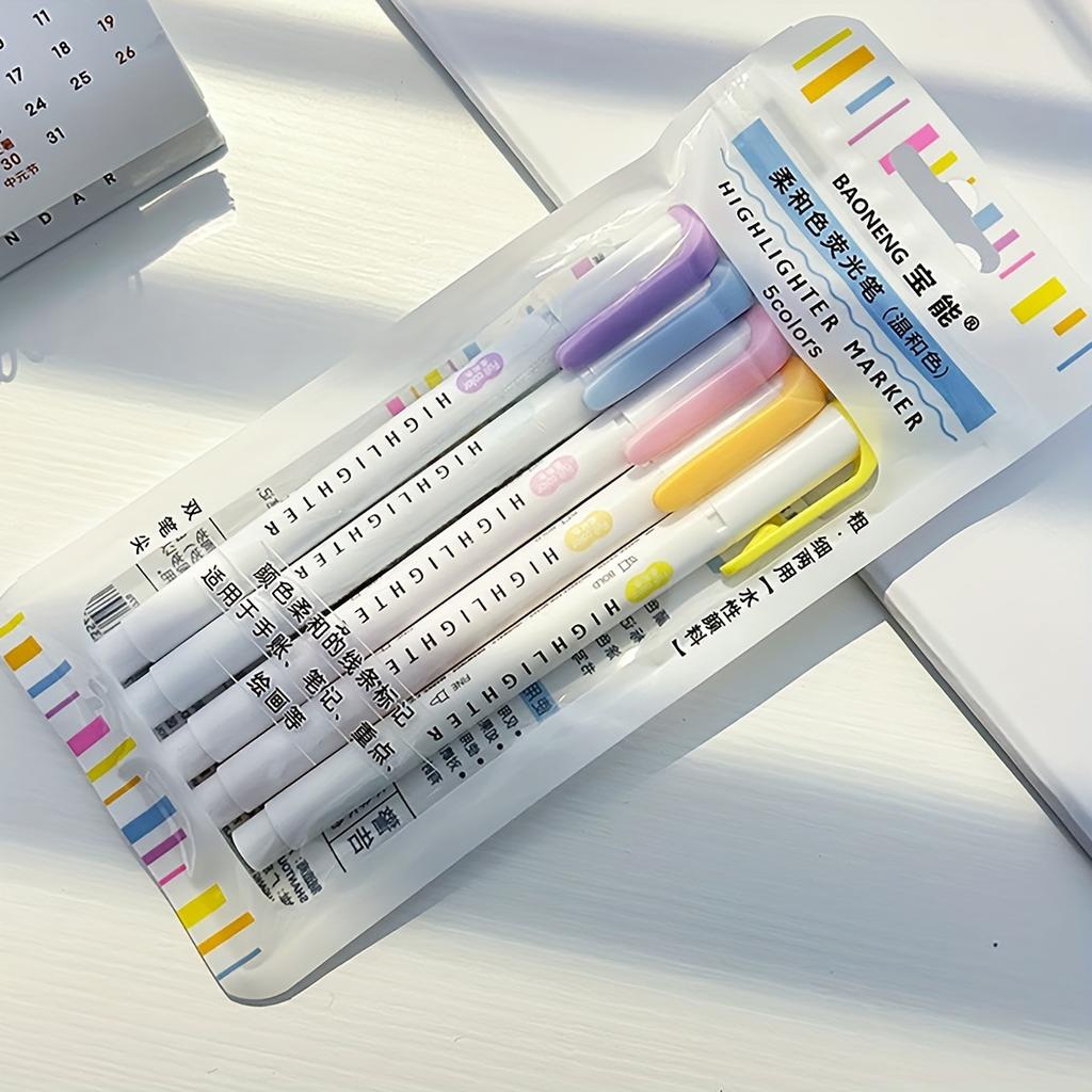 5 шт. Пастельные хайлайтеры Цвета Двусторонний флуоресцентный маркер-крючок Цветной маркер Милые маркеры для ведения журнала Японская канцелярия