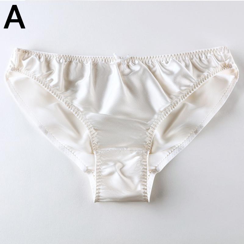 Women's Mulberry Silk Underwear Small Bow Solid Color Silk Triangle Underwear Soft And High-Quality Women'S Underwear Minimalist Style