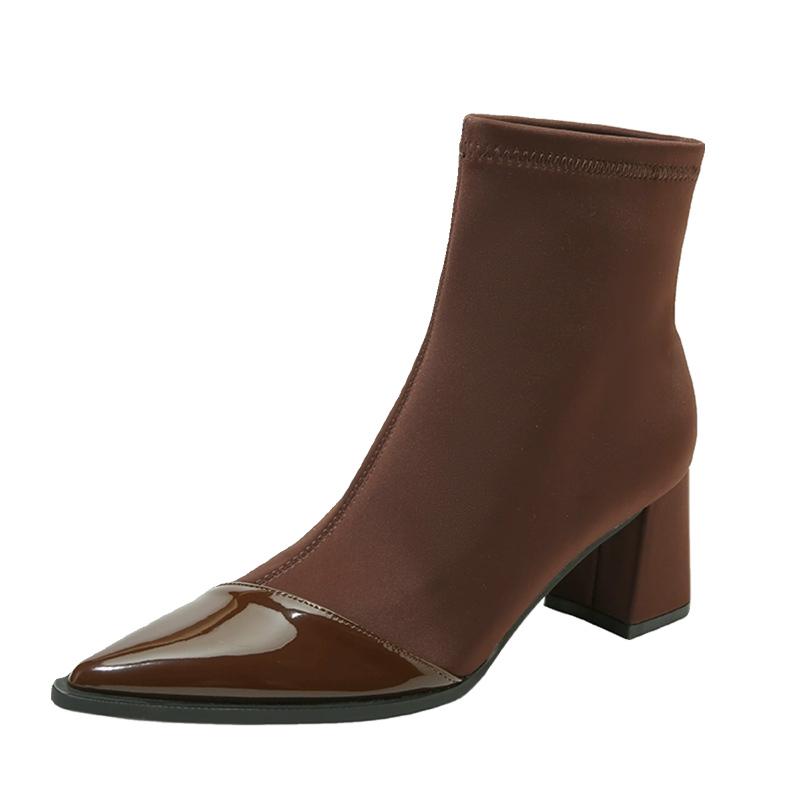 Острый носок женские зимние ботильоны на высоком каблуке сексуальная обувь массивные дизайнерские ботинки челси зимние новые тенденции 2024 года готические ботинки женские