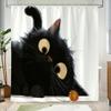 Милая черная кошка Шторка для душа Большие глаза Дизайн Декор для ванной Комнаты Животное Искусство Водонепроницаемая шторка для ванны
