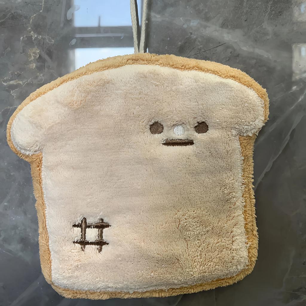 2 шт. Очень милые салфетки для рук в виде тостов, формы тоста и багета, материал коралловый вельвет, высокая впитываемость, подвесные для кухни и раковины