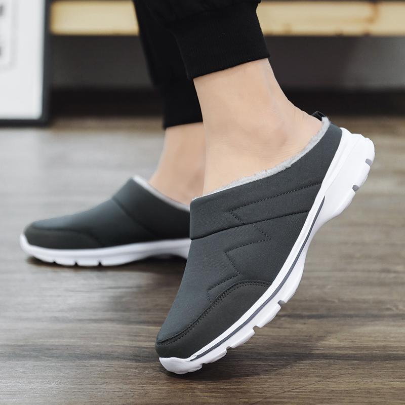 Мужские тапочки Зимние Теплые Плюшевые Домашние Комнатные Тапочки для Пары Водонепроницаемые Мягкие Удобные Зимние Ботинки Мужская Обувь Большой Размер 36-46