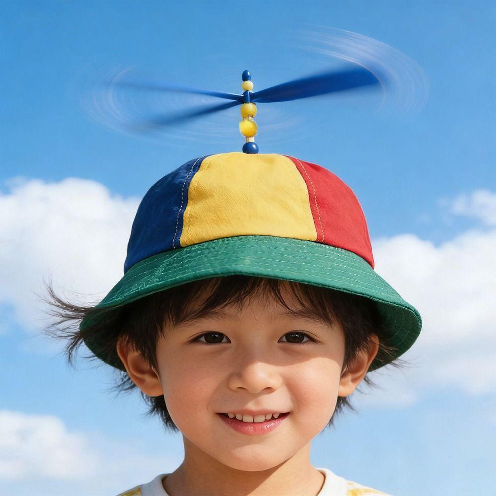 Rainbow Windmill Bamboo Dragonfly Cap Sun Protection Fishermen Cap Summer Beach Cap Kids Adults