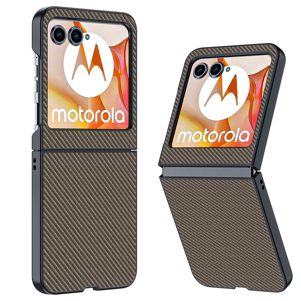 Applicable Motorola Razr60 mobile phone case anti-drop carbon fiber Kevlar pattern Razr2025 leather case protective case
