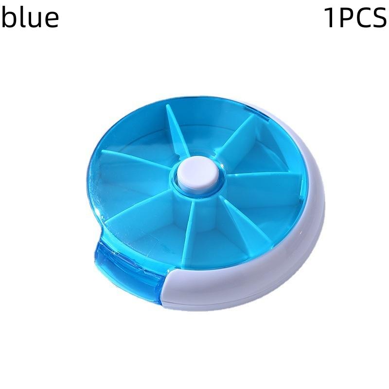 Seven Grid Round Medicine Box One Week Medicine Box Portable Rotating Packaging Fruit Medicine Box Portable Mini Box for Carryin