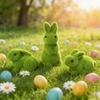 Зеленые Флокированные Пасхальные Украшения Имитация Мха Мох Зеленый Пасхальный Кролик Фигурки Искусственный Мох Искусственное Животное