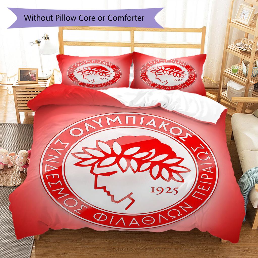 Olympiacos Bedding Quilt Set Quilt Cover Pillowcase Home Decoration Birthday Gift (1 * duvet cover + 2 * pillowcase, without core)