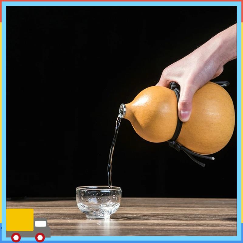 Универсальная тыквенная фляга для вина, уличная бутылка для воды с кисточкой на веревке, уличная портативная бутылка для воды с пробкой, фляга-чайник, Китай
