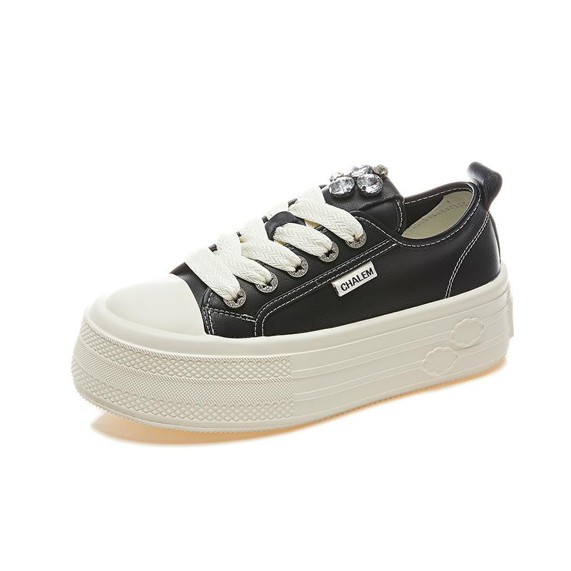 Foam Sole Leather Little White Shoes 2025 Spring New Women's Thick Sole Heightening Board Shoes Casual Women's Shoes Versatile Shoes