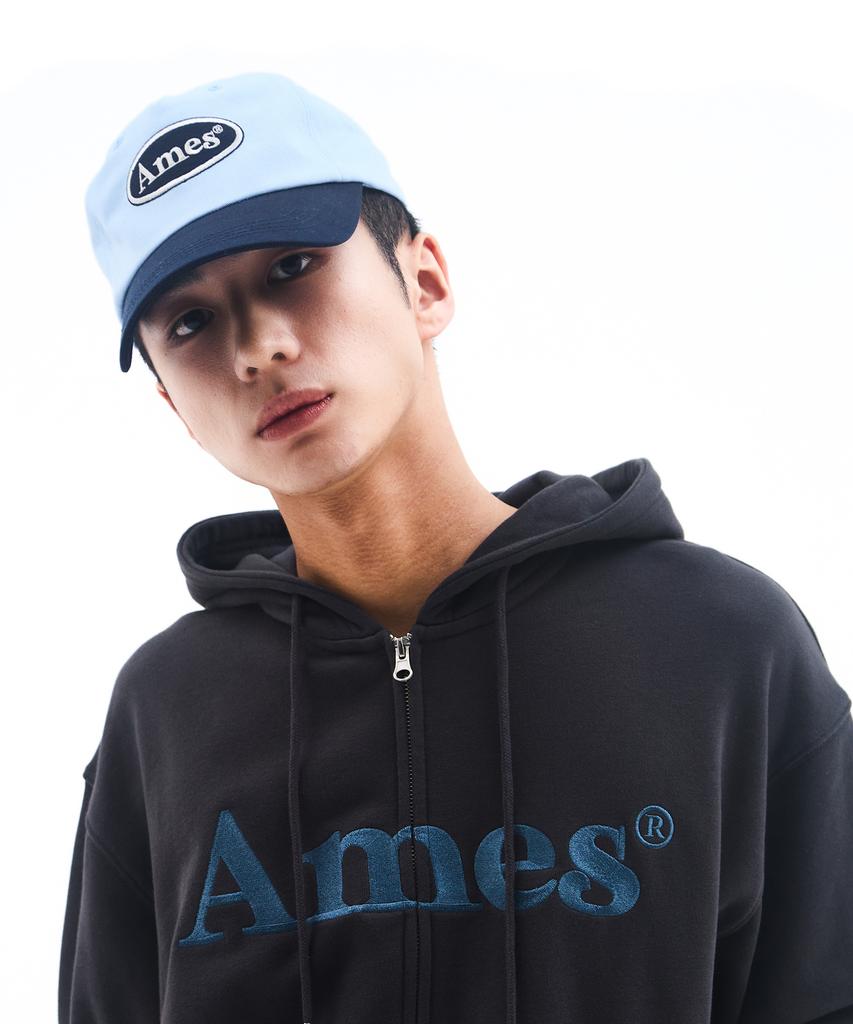 Кепка-бейсболка AMES-WORLDWIDE с логотипом, двухцветная, синяя