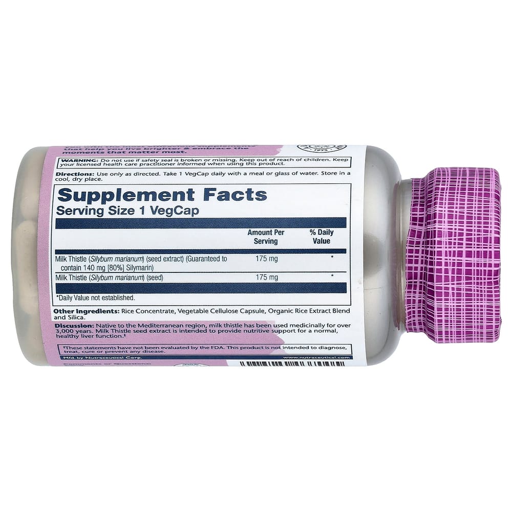 Solaray Milk Thistle 175mg Veg Capsules, 60 Count