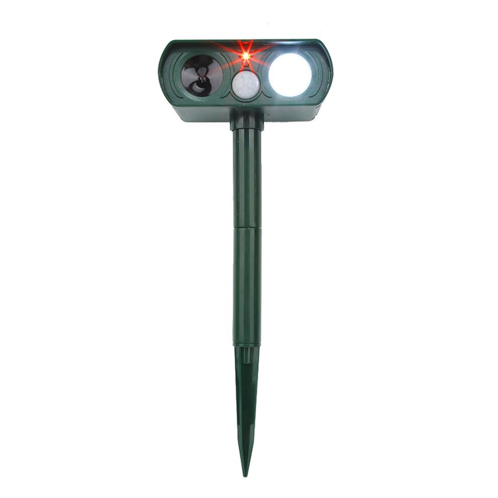 Protecteur de jardin, répulsif ultrasonique pour animaux avec détection de mouvement, lampes LED clignotantes à énergie solaire, construction