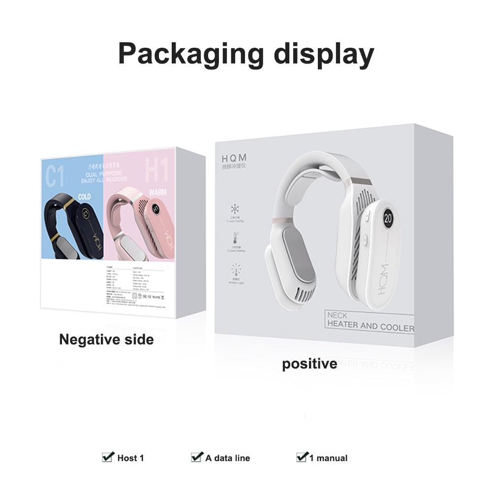 Новый портативный кондиционер, подвесной кулер для шеи, электрический безлопастной вентилятор, охлаждающий обогреватель, обогрев, портативный массажер для шеи, личный массажер для шеи