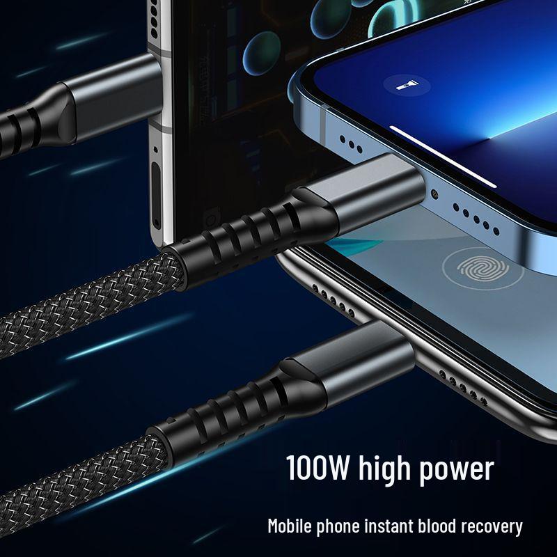 Прозрачный кабель 3-в-1 для быстрой зарядки 100 Вт для устройств Apple, Huawei и Type-C, Super Speed 6A