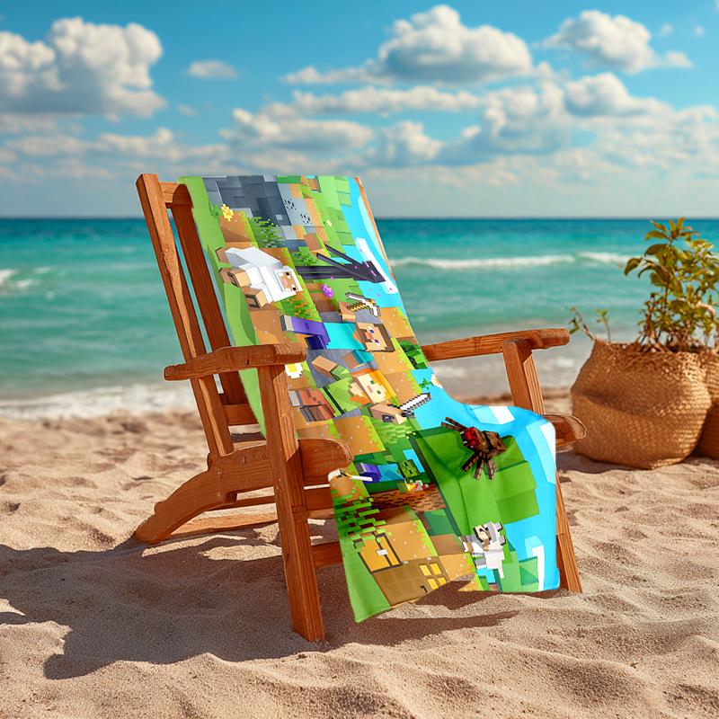 1Pc Minecraft Together Beach Towel Quick Dry Multiuse For Beach Pool Gym Yoga Home Travel Christmas Halloween Xmas Gift Es14