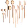 Mirror Finish Rose Gold Plated Stainless Steel Flatware Set - Copper Silverware Cutlery