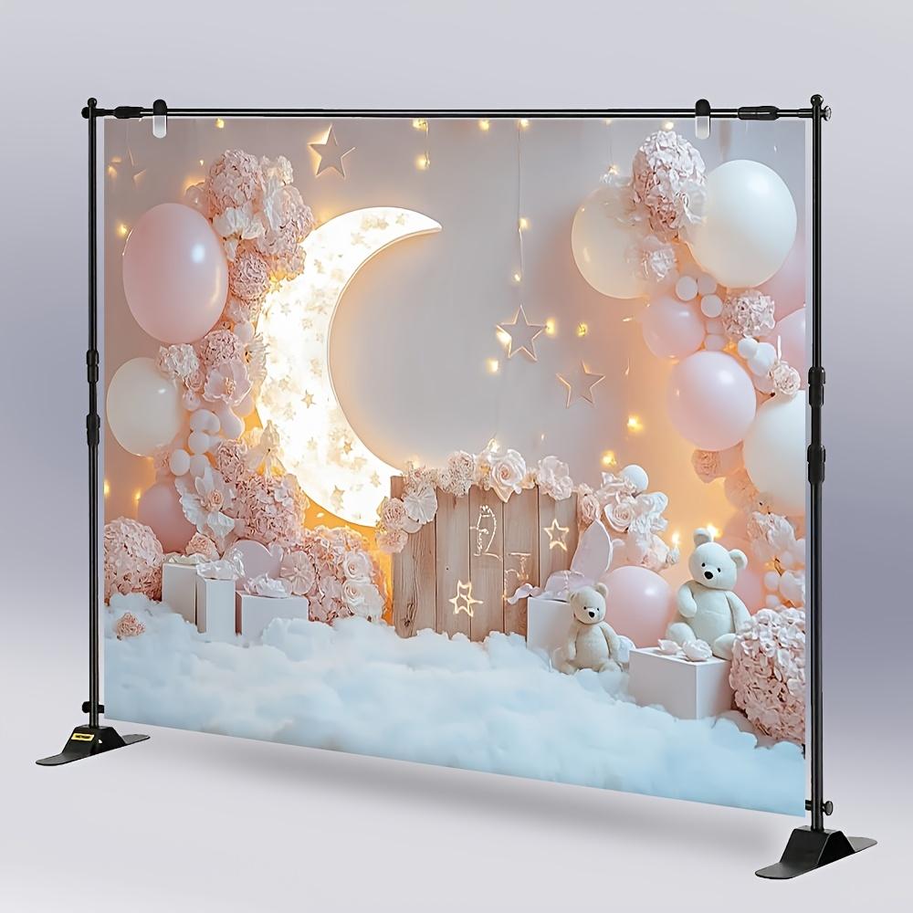 1 elegant birthday background pink moon and star theme suitable for birthdays holidays parties