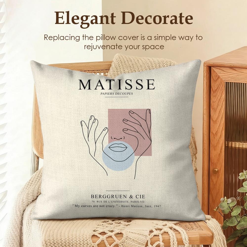 Henri MMatisse Nordic Art Cushion Cover Natural Linen Organic Fabric DoubleSided Printing Sofa Home Decor Gift Pillow Case