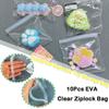 10 шт. пакеты EVA с зиплоком, полностью прозрачные упаковочные пакеты, многофункциональные пакеты для хранения игрушек-мялок