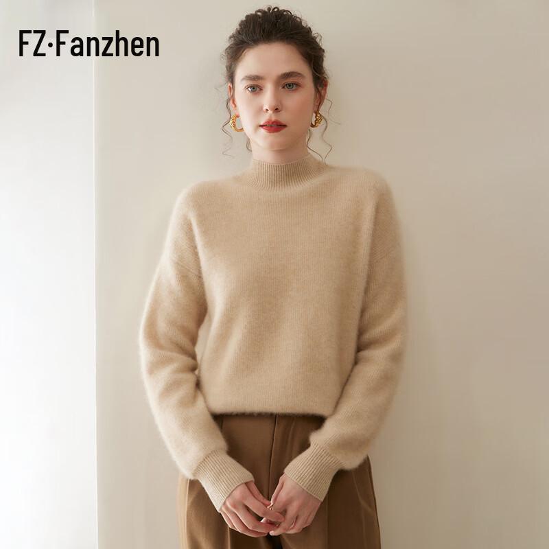 FANZHEN Women's 100% Cashmere Turtleneck Sweater