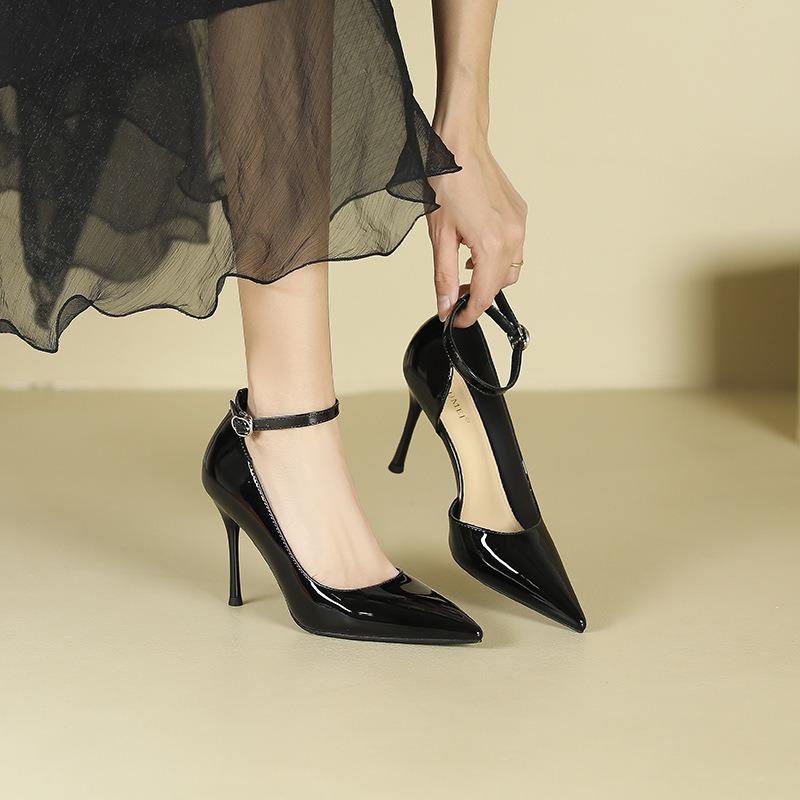 Женские летние туфли-лодочки на тонком каблуке с острым носком, новые, с открытой боковой частью, на высоком каблуке, одинарные, нишевый дизайн