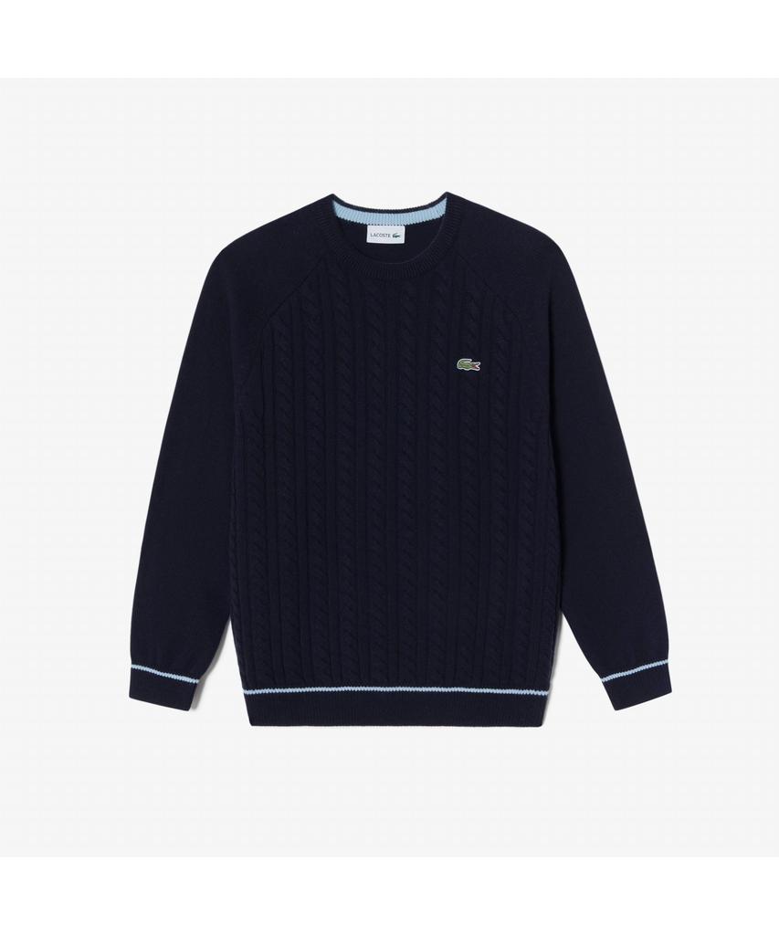 Мужской вязаный свитер LACOSTE с косами, круглый вырез Ah806E-54N Hde